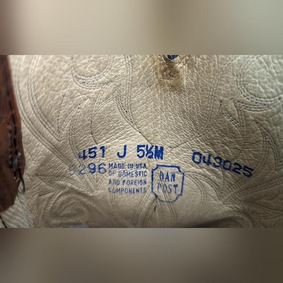 Dan Post boots women's sz 5.5M Exotic Genuine Brown Teju Lizard Classic Western - Picture 13 of 13